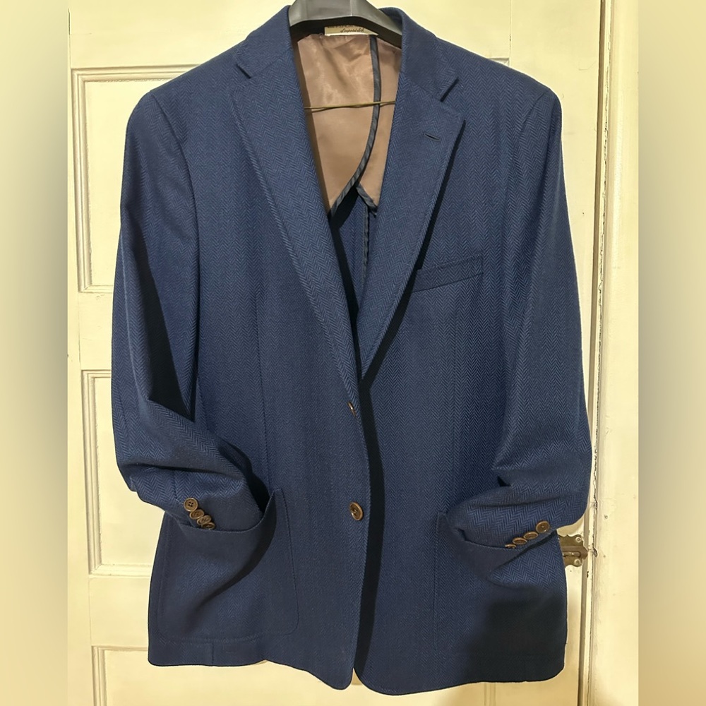 Hardwick navy blazer. Sz 46, EUC! Navy blue pattern on pattern. Made in USA EUC